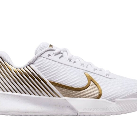 Nike Zoom Vapor Pro 2 HC Wimbledon Mens Tennis Shoes White/Gold HF3632 100 NEW - Picture 2 of 6